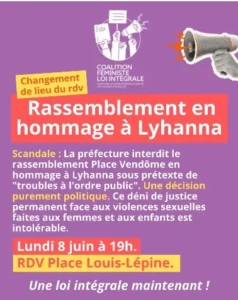 lyhanna hommage changement de lieu